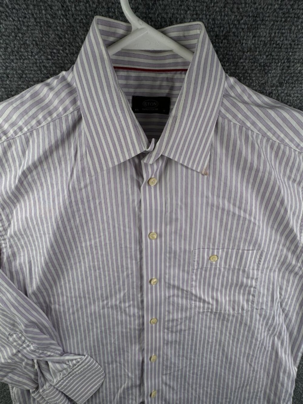 Eton Ganghester Striped Purple Button Up Shirt Men Cotton 16.5 Long Sleeve